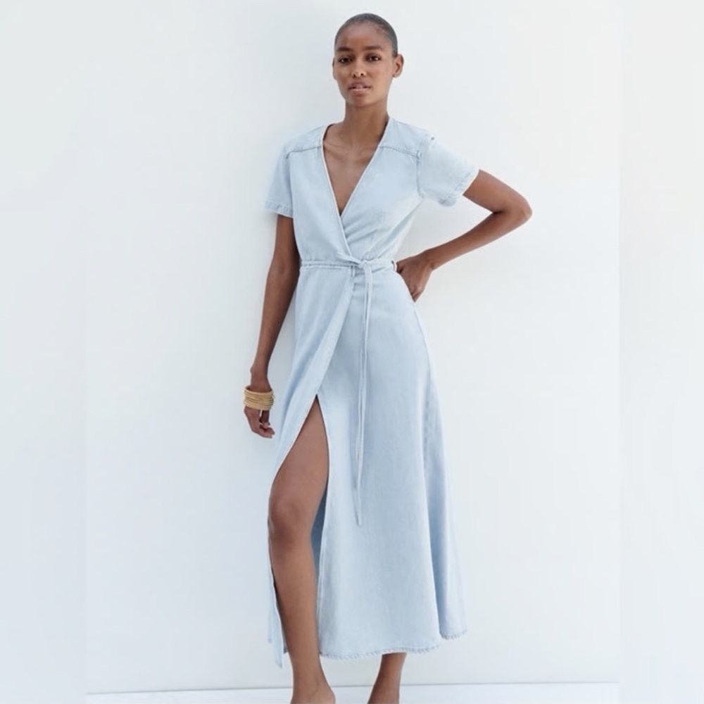 Zara Denim Maxi Wrap Dress